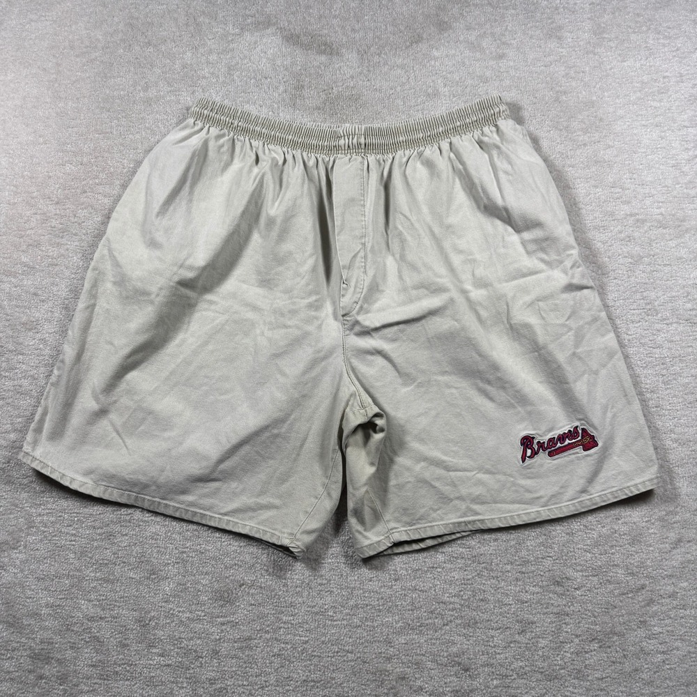 College Concepts Shorts Mens Large Khaki Atlanta Braves MLB Diamond USA Made